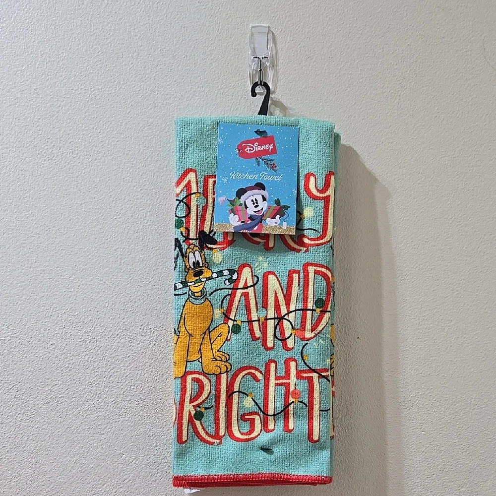 Disney Christmas Pluto Merry And Bright 2 Pack Kitchen Hand Towels  -